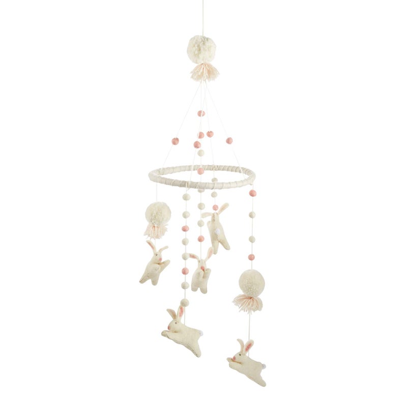 Mud Pie Nursery Crib Bunny Mobile White