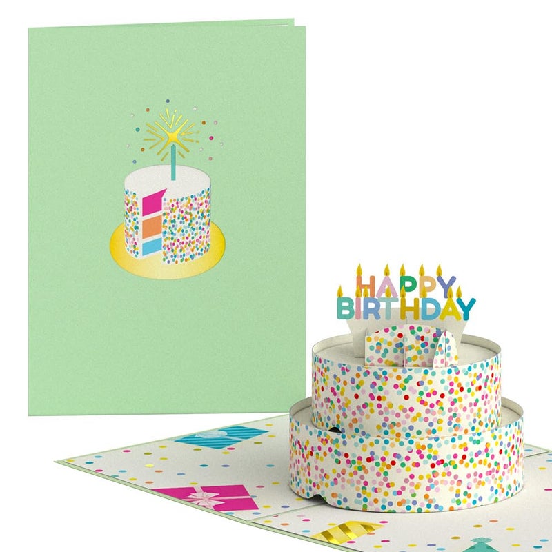 Lovepop Happy Birthday Pop-Up Card for Her, Him, Girls, Boys - 3D Greeting Cards - Sprinkles Cake - 5" x 7" - Blank Notecard & Envelope Included - Image 1