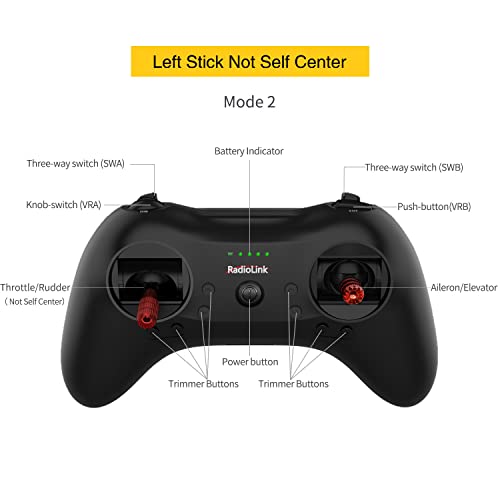 Radiolink T8S 8 Channels 2.4G RC Pocket Size Transmitter and Receiver R8EF RX, Radio Remote Controller, Built-in Rechargeable 1S Battery for Quad Drone/Airplane/Car/Boat/Robot and More (M2 Left Hand) - Image 3