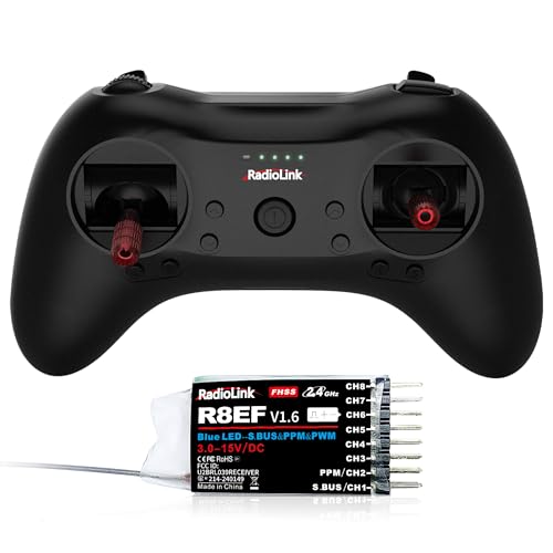 Radiolink T8S 8 Channels 2.4G RC Pocket Size Transmitter and Receiver R8EF RX, Radio Remote Controller, Built-in Rechargeable 1S Battery for Quad Drone/Airplane/Car/Boat/Robot and More (M2 Left Hand) - Image 1