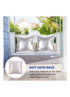 Y&D Sparkling Sequins Pillow Covers Luxury Home Satin Throw Covers Set of 2 Hidden Zipper Case for Couch Wedding Bed Living Room Party Sofa Decor  - Image 4