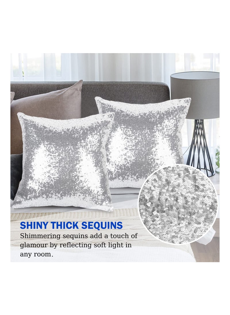 Y&D Sparkling Sequins Pillow Covers Luxury Home Satin Throw Covers Set of 2 Hidden Zipper Case for Couch Wedding Bed Living Room Party Sofa Decor  - Image 2