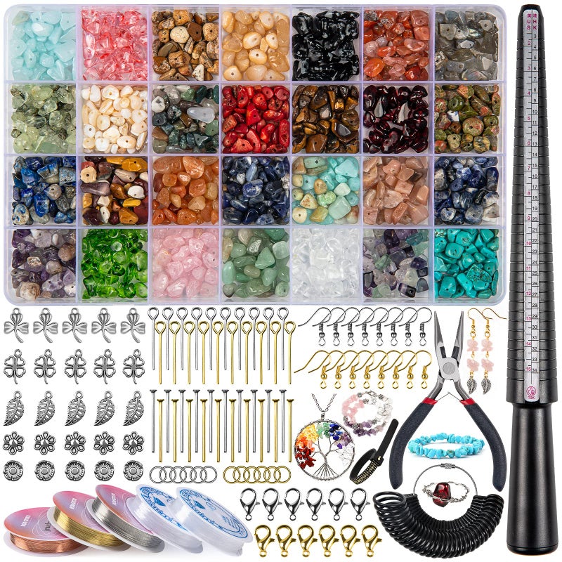 HONGTEYA 28 Colors Crystal Jewellery Making Kit with 1630 Pcs Crystal Gemstone Beadsfor Ring Earring and Jewelry Making
