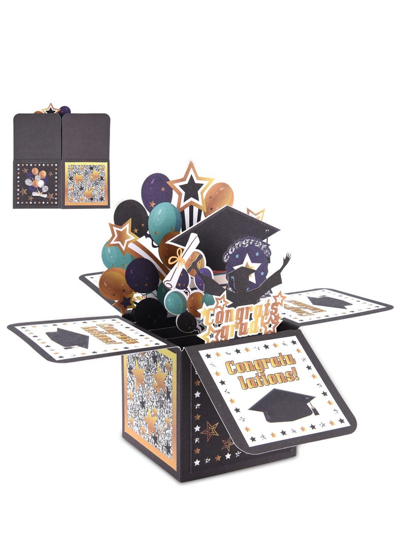 Handmade 3D Graduation Pop-Up Card with Envelope - Perfect Congratulations Gift for College, University, and High School Graduates. Celebrate Their Achievement! - Image 1