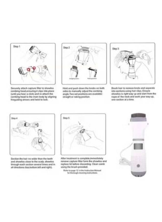 JAJEEK Electric Anti-Lice Comb – Chemical-Free Head Lice & Nit Removal Device for Kids, Adults & Pets | Ergonomic, Safe & Gentle Hair Treatment Tool with Filter Capture & Suction System | Effective, Painless Lice Eliminator for Home Use | Easy-to-Use Professional Comb  - Image 3
