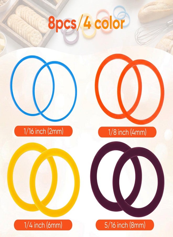 Mepple Rolling Pin Guide Rings(1/16”to 5/16''), Multicolored Flexible Silicone Spacer Bands, Reusable 8 Piece Set Baking Accessories to Precise Thickness Dough for Pizza, Cookies,Pies, Pastries, Pasta - Image 3