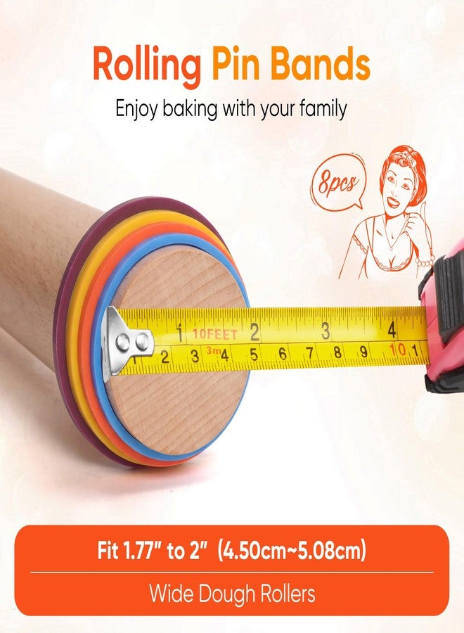 Mepple Rolling Pin Guide Rings(1/16”to 5/16''), Multicolored Flexible Silicone Spacer Bands, Reusable 8 Piece Set Baking Accessories to Precise Thickness Dough for Pizza, Cookies,Pies, Pastries, Pasta - Image 4
