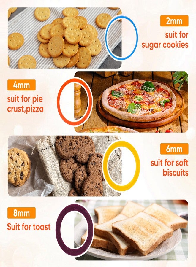 Mepple Rolling Pin Guide Rings(1/16”to 5/16''), Multicolored Flexible Silicone Spacer Bands, Reusable 8 Piece Set Baking Accessories to Precise Thickness Dough for Pizza, Cookies,Pies, Pastries, Pasta - Image 5
