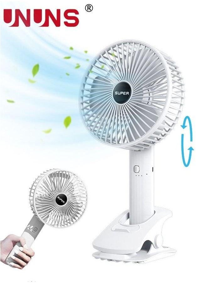 UNUNS Clip Fan,USB Rechargeable Fan With 3 Speeds,4-In-1 Desk Handheld Hanging Fan,Turdy Clamp For Office Golf Cart Stroller Travel Camping Gym  - Image 1