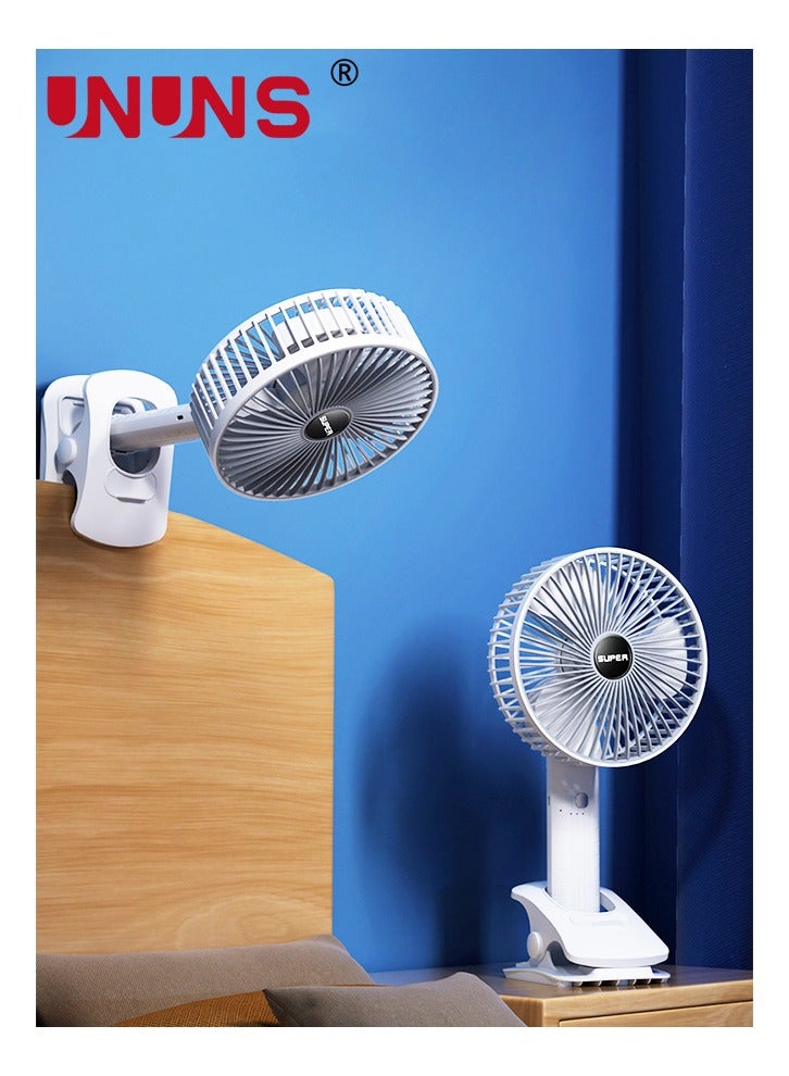 UNUNS Clip Fan,USB Rechargeable Fan With 3 Speeds,4-In-1 Desk Handheld Hanging Fan,Turdy Clamp For Office Golf Cart Stroller Travel Camping Gym - Image 1