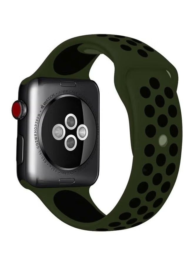 vesus - Silicone Nike Design Sport Band for Apple Watch 42/44/45mm Dark Green/Black - Image 1