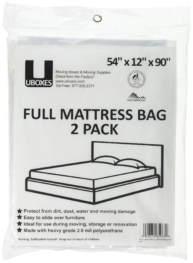 Uboxes Full Mattress Poly Covers, 54 x 12 x 90 in, 2 Pack, clear (FULLSCOVER02) - Image 1