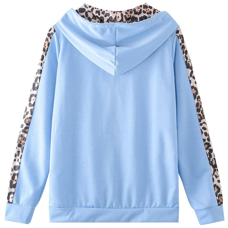 amropi Women's 2 Piece Tracksuit Sweatsuits Sets Hoodie Sweatshirt and Jogging Sweatpants Suit Blue, XXL - Image 3