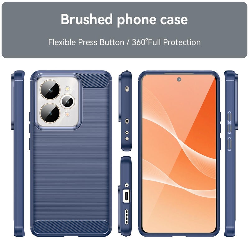 erorex For Realme 15 5G Carbon Fiber Brushed Texture TPU Phone Case(Blue) - Image 2
