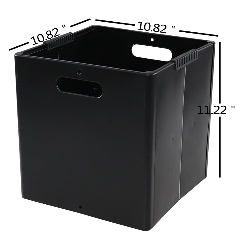Ponpong 11 Inch Collapsible Storage Cube Organizer Bins, Plastic Storage Cubes, Black, 4 Pack - Image 3