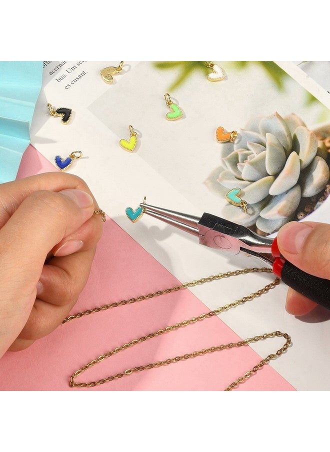 DanLingJewelry - 10 Pcs Heart Enamel Charms Mini Heart Beads Gold Plated Dangle Charms For Jewelry Making - Image 1
