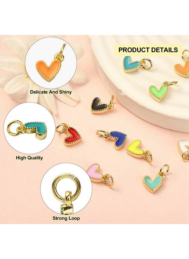 DanLingJewelry - 10 Pcs Heart Enamel Charms Mini Heart Beads Gold Plated Dangle Charms For Jewelry Making - Image 1