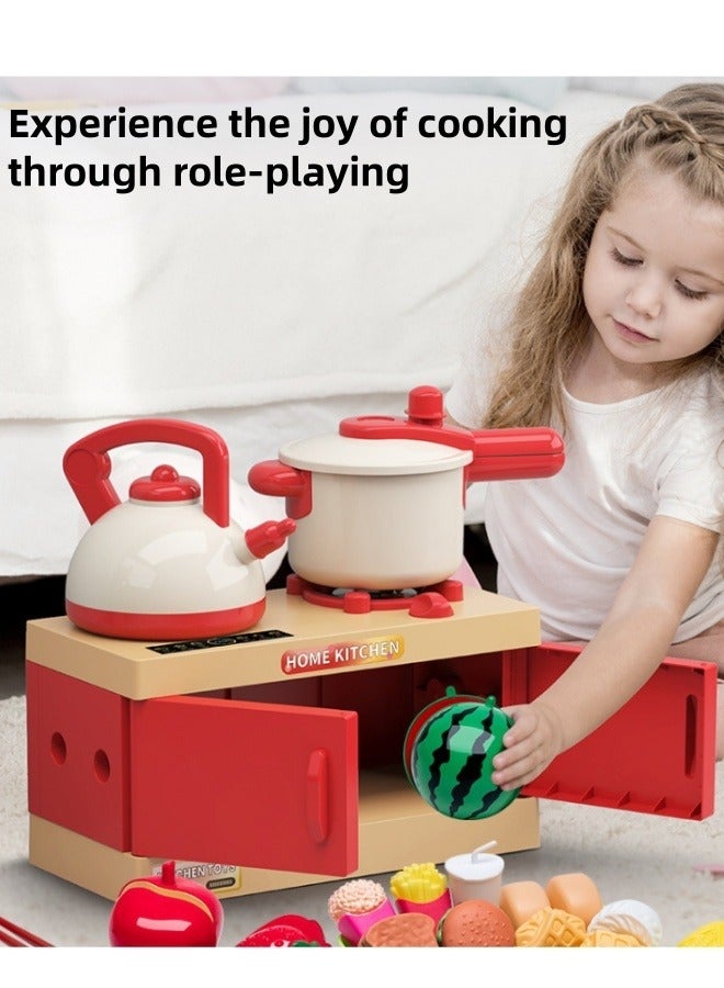 70 Pcs Kitchen Pretend Play Toy Set Play Kitchen Accessories Toy, Including Pots, Pans, Spoon,Electric Cooker and Fruits, Fake Play Kitchen Toys for Kids,Role Play Cookware Indoor DIY Toy Games for Kids Girls Boys 3 years+ - Image 5