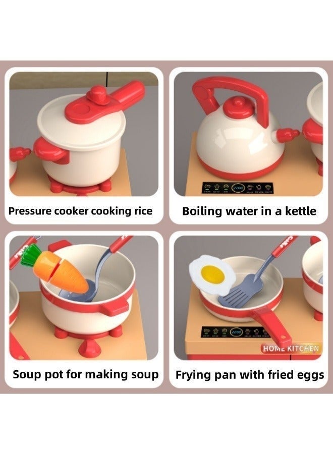 Purrhappy 70 Pcs Kitchen Pretend Play Toy Set Play Kitchen Accessories Toy, Including Pots, Pans, Spoon,Electric Cooker and Fruits, Fake Play Kitchen Toys for Kids,Role Play Cookware Indoor DIY Toy Games for Kids Girls Boys 3 years+ - Image 5