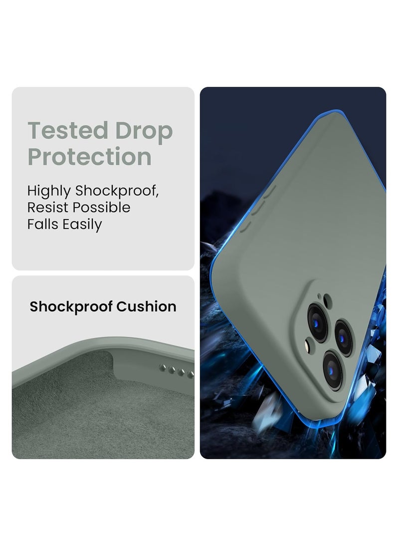 Designed for iPhone 15 Pro Max Case, Silicone Upgraded [Camera Protection] for iPhone 15 ProMax Case with [2 Screen Protectors], Anti-Scratch Microfiber Lining, 6.7 inch, Calke Green