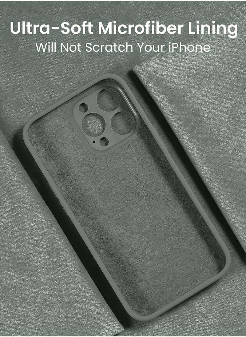 Designed for iPhone 15 Pro Max Case, Silicone Upgraded [Camera Protection] for iPhone 15 ProMax Case with [2 Screen Protectors], Anti-Scratch Microfiber Lining, 6.7 inch, Calke Green