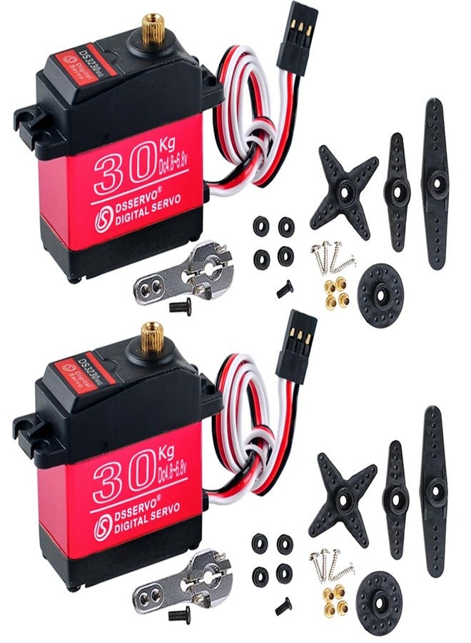 Stemedu 2PCS 30KG Metal Gear Digital Servo High Torque Steering Gear Servo, Waterproof Aluminium Case RC Servo Motor DS3230 for 1/8 1/10 1/12 RC Cars (Control Angle 270°) - Image 1