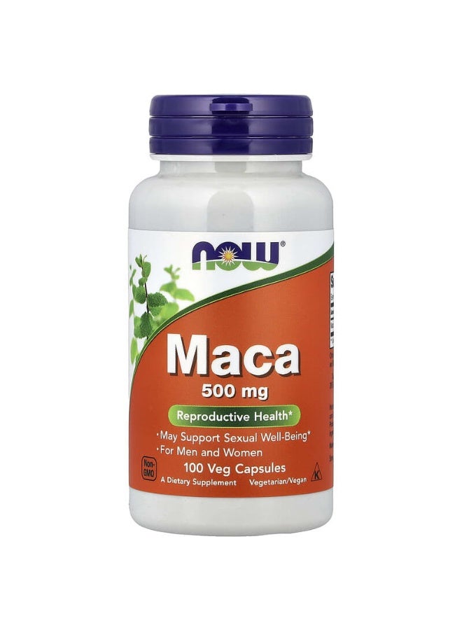 Now Foods Maca 500 mg Dietary Supplement - 100 Vegetable Capsules - Image 1