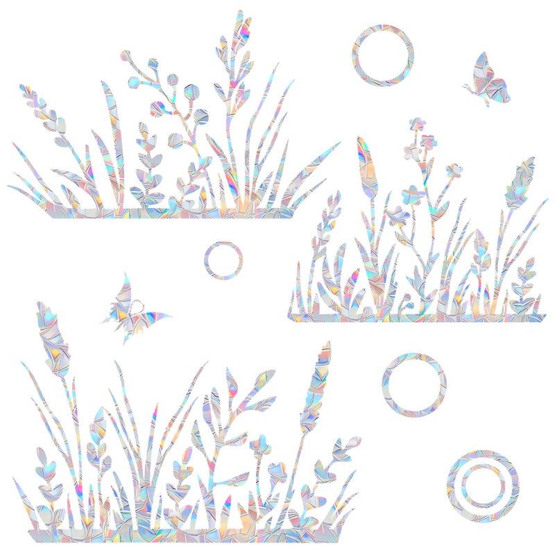 Flower and Grass AntiCollision Decals Save Birds from Window Collisions Reusable Vinyl Rainbow Stickers