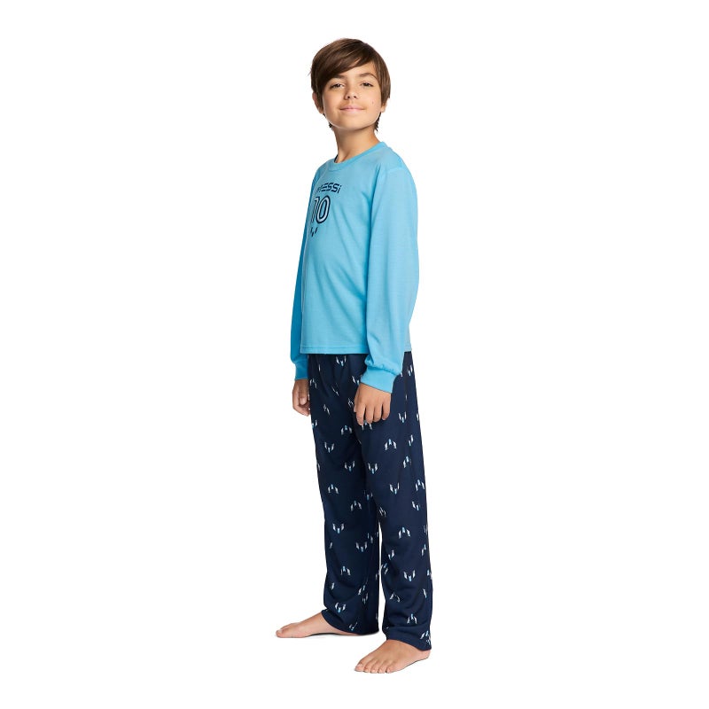 Messi Boys' Lifestyle Long Sleeve 2-piece Set, Loose-fit Top & Sweatpants, Air Blue, 8-10 - Image 2
