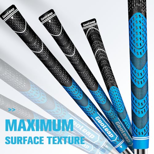 Geoleap Golf Grips Set of 13- Cord Rubber Compound Material, Hybrid Golf Club Grips, All Weather Performance. (Blue, Midsize) - Image 4