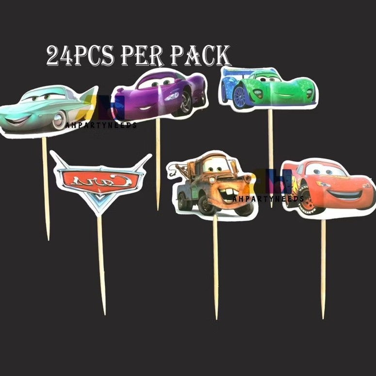 Kids Birthday Cake Topper Cars Theme Type b cars 24 pieces 