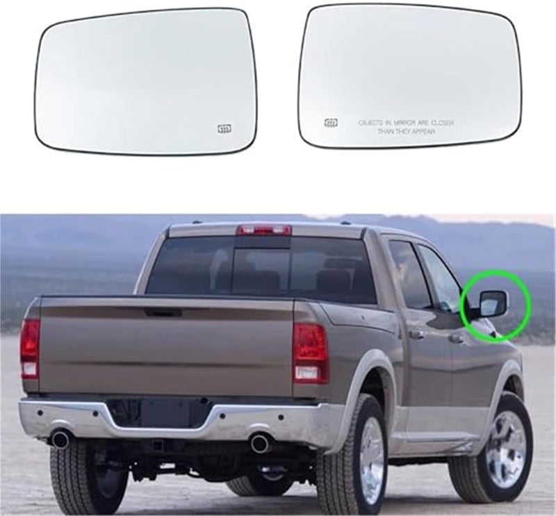 QASULER Heated Rearview Mirror Glass for Dodge Ram - Image 3