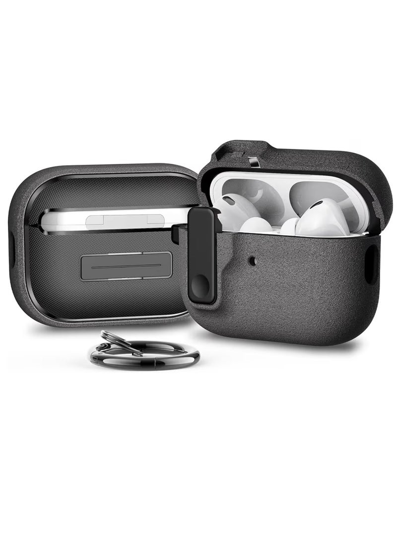 JW Shockproof Protective Case for AirPods Pro 2 and 1| Secure lock, Rugged Anti-Slip Cover with Keychain, Full Protection Hard Case for Apple AirPods Pro 2 and AirPods Pro 1 (Grey) - Image 1
