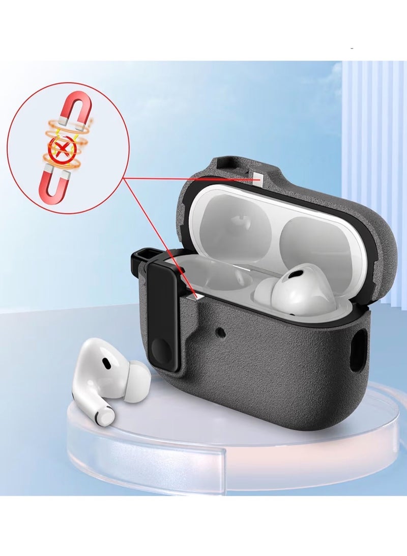 JW Shockproof Protective Case for AirPods Pro 2 and 1| Secure lock, Rugged Anti-Slip Cover with Keychain, Full Protection Hard Case for Apple AirPods Pro 2 and AirPods Pro 1 (Grey) - Image 3