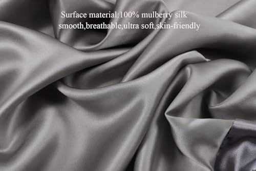 Knlpruhk Silk Fitted Crib Sheet 28 x 52 Surface 100 Pure Mulberry Silk 9 Deep Pocket Satin for Baby Hair 19 Momme 6A High Grade Fibers Ultra Soft Smooth Breathable Grey - Image 3