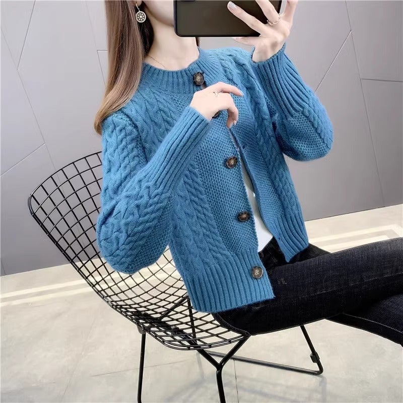 معطف سويتر كوري محبوك قصير صغير بتصميم غربي كاردigan علوي - Image 5