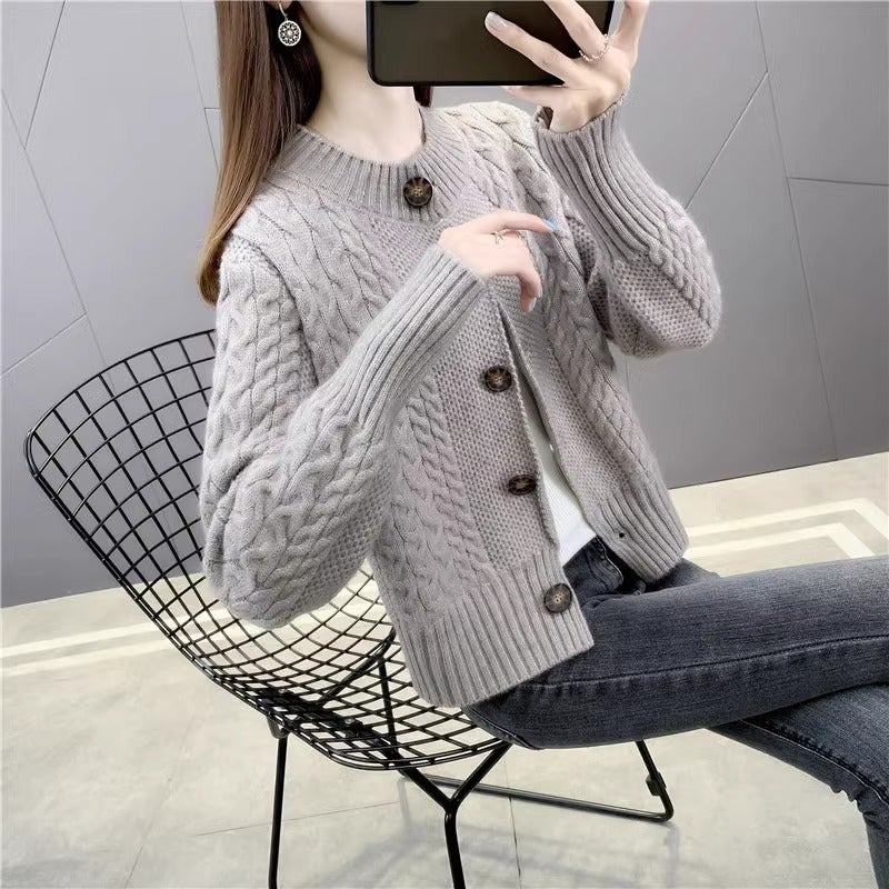 معطف سويتر كوري محبوك قصير صغير بتصميم غربي كاردigan علوي - Image 4