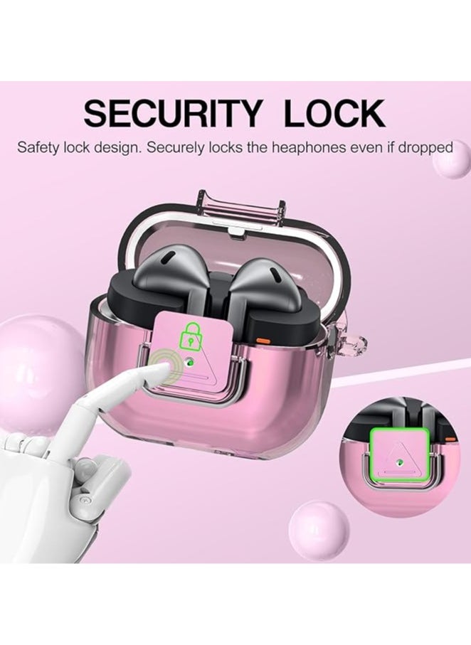 Generic - Compatible With Samsung Galaxy Buds 3 Pro Case with Secure Lock Clasp, Clear Flexible TPU Case for Galaxy Buds Pro 3, Shockproof Protective Cover (Clear Pink) - Image 1