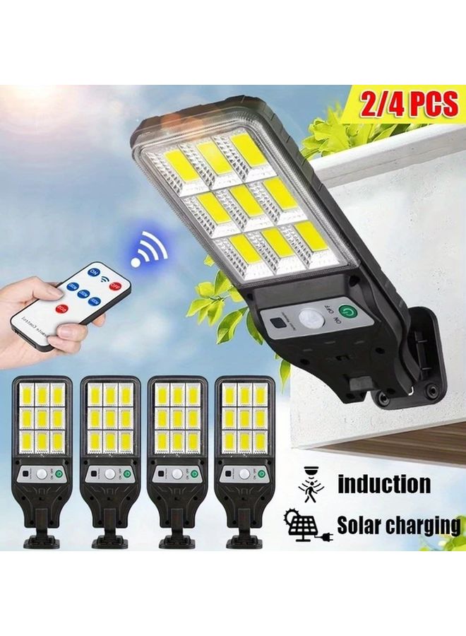4 قطع أضواء حائط تعمل بالطاقة الشمسية مع حساس حركة وريموت كونترول، 3 أوضاع، IP44 للخارج - Image 2