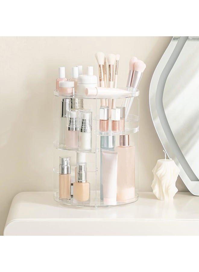 HBlife 360 Rotating Makeup Organizer Adjustable Carousel Large Capacity Revolving Perfume Organizer Skincare Organizers Cosmetic Storage Spinning Holder for Vanity, Clear - Image 2
