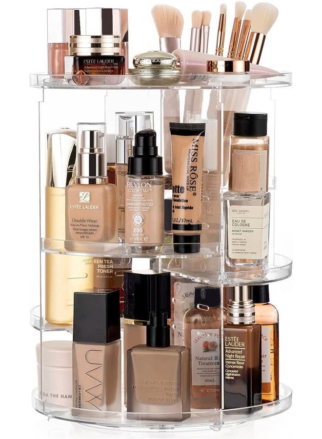 HBlife 360 Rotating Makeup Organizer Adjustable Carousel Large Capacity Revolving Perfume Organizer Skincare Organizers Cosmetic Storage Spinning Holder for Vanity, Clear - Image 4