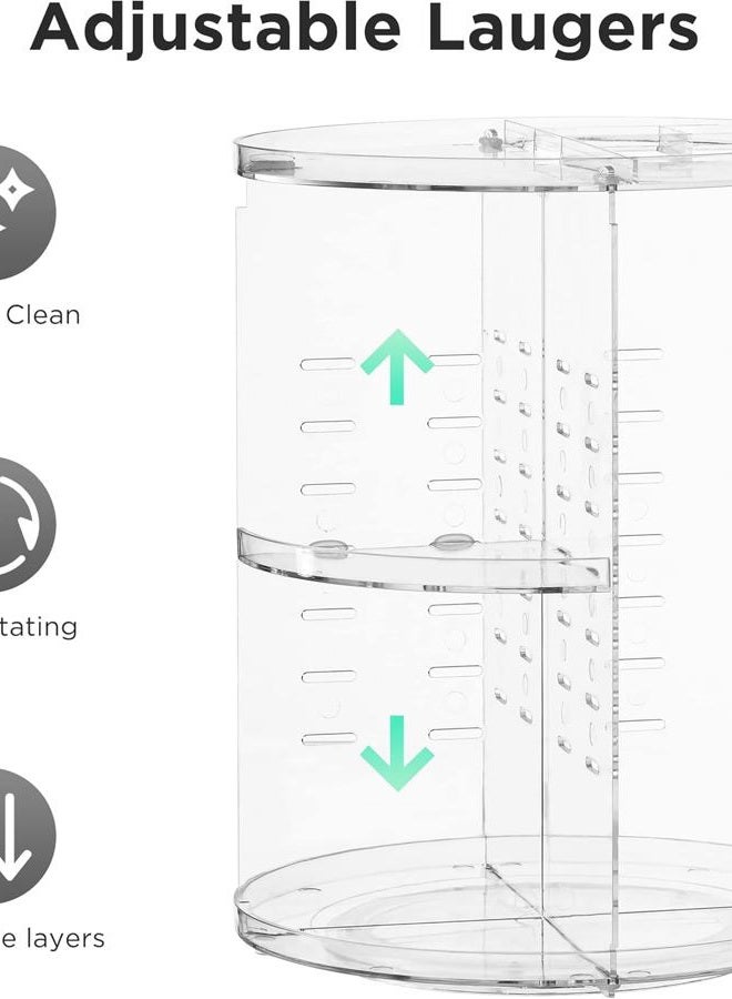 HBlife 360 Rotating Makeup Organizer Adjustable Carousel Large Capacity Revolving Perfume Organizer Skincare Organizers Cosmetic Storage Spinning Holder for Vanity, Clear - Image 5