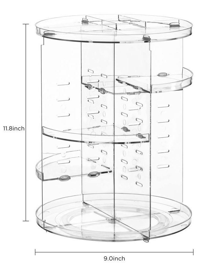 HBlife 360 Rotating Makeup Organizer Adjustable Carousel Large Capacity Revolving Perfume Organizer Skincare Organizers Cosmetic Storage Spinning Holder for Vanity, Clear - Image 3