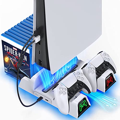 Tobo PS5 Stand with Suction Cooling Fan and Dual Controller Charger Station, 12 Games Storage Compatible with Playstation 5 (PS-5-COOLINGG-FAN-1) TD-368GA-01 - Image 1