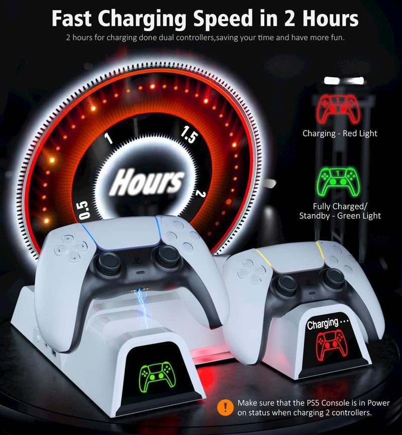 Tobo PS5 Stand with Suction Cooling Fan and Dual Controller Charger Station, 12 Games Storage Compatible with Playstation 5 (PS-5-COOLINGG-FAN-1) TD-368GA-01 - Image 3