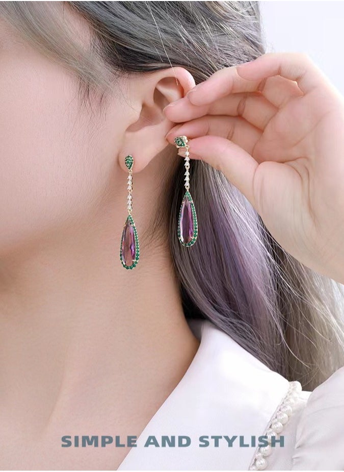 XUPING - Stylish Purple Drop & Dangle Earrings - Image 1
