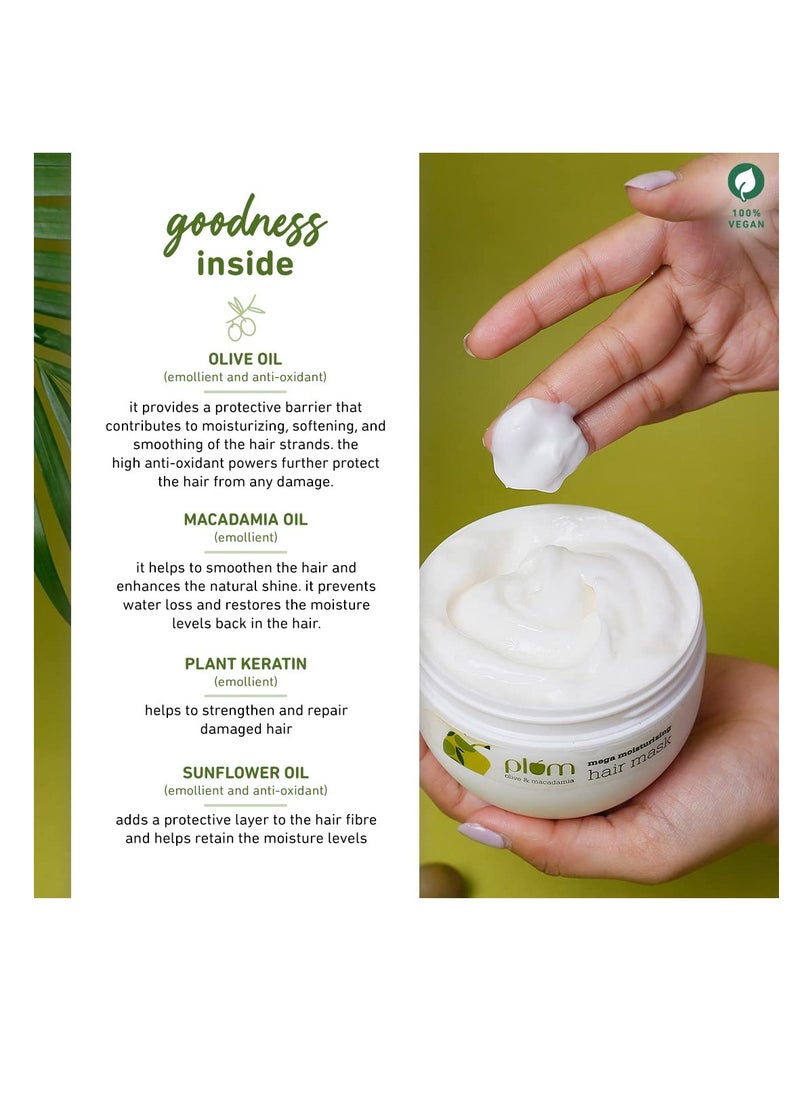 Plum - Olive Hair Mask for Damaged hair Coloured Hair  Salon treated Hair  With Olive Oil  Plant Keratin  Macadamia Oil and Shea Butter Hair Spa Cream For Women and Men  250gm - Image 1