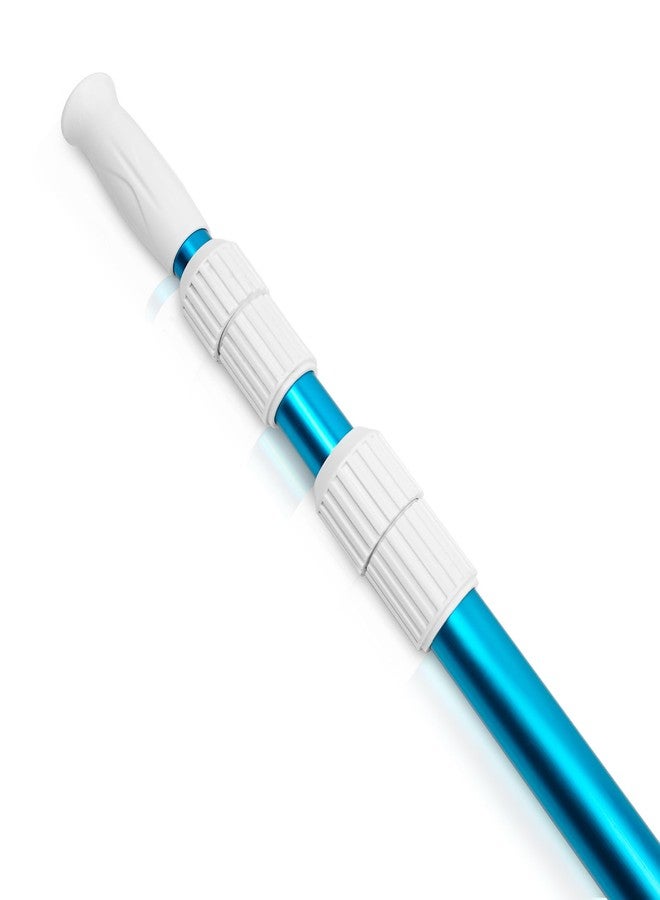 POOLWHALE Premium 15 Foot Telescopic Swimming Pool Pole, Adjustable 3 Piece Extendable Pool Cleaning Pole, Blue Anodized Aluminum Pool Poles for Cleaning - for Skimmer Nets, Vacuum Heads and Brushes - Image 1