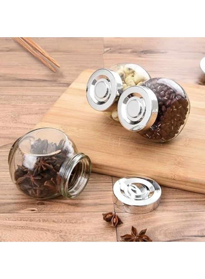 4 A 380 ml glass storage jar perfect for storing dry goods such as tea, spices, sugar, coffee, and grains. It features an airtight lid that helps keep contents fresh and protected from air and moisture. - Image 3