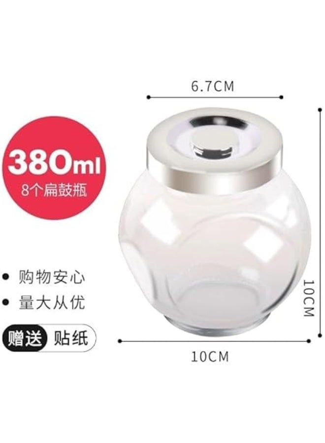 4 A 380 ml glass storage jar perfect for storing dry goods such as tea, spices, sugar, coffee, and grains. It features an airtight lid that helps keep contents fresh and protected from air and moisture. - Image 4